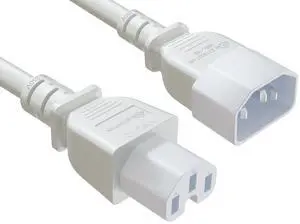 Cable Leader 7ft IEC C14 to C15 Heavy Duty PDU Power Cord, 14 AWG SJT 15A/250V, White - Server Rack Jumper Cable for Network Switches & Hot Equipment, IEC Jumper, UL Listed Cable Leader 7ft IEC C14 to C15 Heavy Duty PDU Power Cord, 14 AWG SJT 15A/250V, White - Server Rack Jumper Cable for Network Switches & Hot Equipment, IEC Jumper, UL Listed