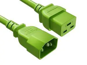 Cable Leader 3ft C14 to C19 Power Extension Cord, 14AWG, 15A/250V, SJT, Green, UL Listed, for Server Rack & PDU Cable Leader 3ft C14 to C19 Power Extension Cord, 14AWG, 15A/250V, SJT, Green, UL Listed, for Server Rack & PDU