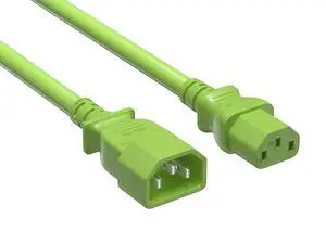 Cable Leader 4ft C13 to C14 Heavy Duty Power Extension Cord, 14AWG, 15A/250V, SJT, Green, UL Listed, for Server Rack & PDU Cable Leader 4ft C13 to C14 Heavy Duty Power Extension Cord, 14AWG, 15A/250V, SJT, Green, UL Listed, for Server Rack & PDU