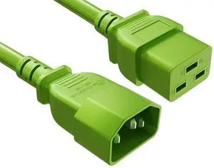 Cable Leader 6ft C14 to C19 Power Extension Cord, 14AWG, 15A/250V, SJT, Green, UL Listed, for Server Rack & PDU Cable Leader 6ft C14 to C19 Power Extension Cord, 14AWG, 15A/250V, SJT, Green, UL Listed, for Server Rack & PDU