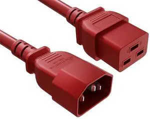 Cable Leader 3ft C14 to C19 Power Extension Cord, 14AWG, 15A/250V, SJT, Red, UL Listed, for Server Rack & PDU Cable Leader 3ft C14 to C19 Power Extension Cord, 14AWG, 15A/250V, SJT, Red, UL Listed, for Server Rack & PDU