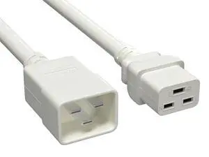 Cable Leader 3ft C20 to C19 Heavy Duty Power Extension Cord, 12AWG, 20A/250V, SJT, White, UL Listed, for Server Rack & PDU Cable Leader 3ft C20 to C19 Heavy Duty Power Extension Cord, 12AWG, 20A/250V, SJT, White, UL Listed, for Server Rack & PDU