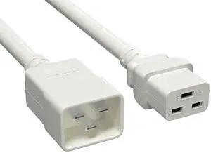 Cable Leader 6ft C20 to C19 Heavy Duty Power Extension Cord, 12AWG, 20A/250V, SJT, White, UL Listed, for Server Rack & PDU Cable Leader 6ft C20 to C19 Heavy Duty Power Extension Cord, 12AWG, 20A/250V, SJT, White, UL Listed, for Server Rack & PDU