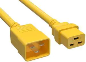 Cable Leader 10ft C20 to C19 Heavy Duty Power Extension Cord, 12AWG, 20A/250V, SJT, Yellow, UL Listed, for Server Rack & PDU Cable Leader 10ft C20 to C19 Heavy Duty Power Extension Cord, 12AWG, 20A/250V, SJT, Yellow, UL Listed, for Server Rack & PDU