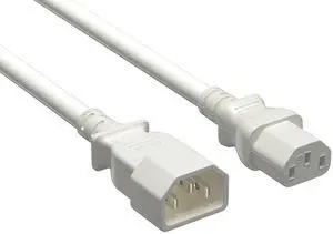 Cable Leader 5ft C13 to C14 Heavy Duty Power Extension Cord, 14AWG, 15A/250V, SJT, White, UL Listed, for Server Rack & PDU Cable Leader 5ft C13 to C14 Heavy Duty Power Extension Cord, 14AWG, 15A/250V, SJT, White, UL Listed, for Server Rack & PDU