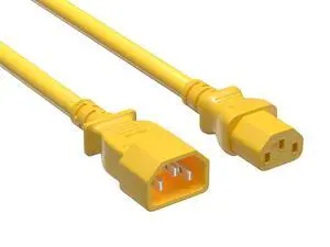 Cable Leader 3ft C13 to C14 Heavy Duty Power Extension Cord, 14AWG, 15A/250V, SJT, Yellow, UL Listed, for Server Rack & PDU Cable Leader 3ft C13 to C14 Heavy Duty Power Extension Cord, 14AWG, 15A/250V, SJT, Yellow, UL Listed, for Server Rack & PDU