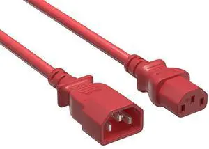 Cable Leader 5ft C13 to C14 Heavy Duty Power Extension Cord, 18AWG, 10A/250V, SJT, Red, UL Listed, for Server Rack & PDU Cable Leader 5ft C13 to C14 Heavy Duty Power Extension Cord, 18AWG, 10A/250V, SJT, Red, UL Listed, for Server Rack & PDU
