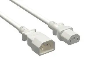 Cable Leader 5ft C13 to C14 Heavy Duty Power Extension Cord, 18AWG, 10A/250V, SJT, White, UL Listed, for Server Rack & PDU Cable Leader 5ft C13 to C14 Heavy Duty Power Extension Cord, 18AWG, 10A/250V, SJT, White, UL Listed, for Server Rack & PDU