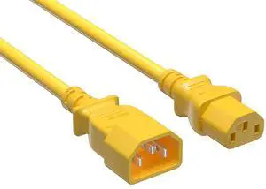 Cable Leader 6ft C13 to C14 Heavy Duty Power Extension Cord, 18AWG, 10A/250V, SJT, Yellow, UL Listed, for Server Rack & PDU Cable Leader 6ft C13 to C14 Heavy Duty Power Extension Cord, 18AWG, 10A/250V, SJT, Yellow, UL Listed, for Server Rack & PDU