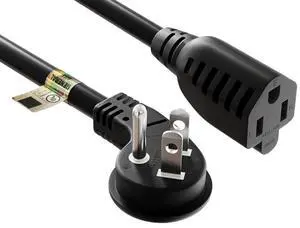 Cable Leader 3ft NEMA 5-15P Low Profile Angled to 5-15R Power Extension Cord, 16AWG 13A/125V SJT, Black, AC Power Cable Outlet Saver, UL Listed Cable Leader 3ft NEMA 5-15P Low Profile Angled to 5-15R Power Extension Cord, 16AWG 13A/125V SJT, Black, AC Power Cable Outlet Saver, UL Listed