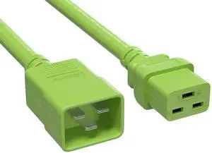 Cable Leader 2ft IEC C20 to C19 Heavy Duty Power Extension Cord, 12 AWG SJT 20A/250V, Green - Server Rack PDU Jumper Extension Cable, IEC 60320, UL Listed Cable Leader 2ft IEC C20 to C19 Heavy Duty Power Extension Cord, 12 AWG SJT 20A/250V, Green - Server Rack PDU Jumper Extension Cable, IEC 60320, UL Listed