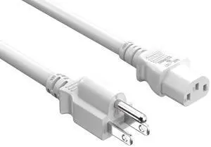 Cable Leader 1ft NEMA 5-15P to C13 Power Cord, 18 AWG SJT 10A/125V, White - PC, Monitor & Computer AC Power Cord, UL Listed Cable Leader 1ft NEMA 5-15P to C13 Power Cord, 18 AWG SJT 10A/125V, White - PC, Monitor & Computer AC Power Cord, UL Listed