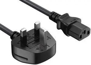 Cable Leader 3ft UK/England BS1363 to IEC C13 Power Cord, 18 AWG 13A/250V, Black - Fused UK/England Mains Power Cable for Computer, Monitor & Equipment Cable Leader 3ft UK/England BS1363 to IEC C13 Power Cord, 18 AWG 13A/250V, Black - Fused UK/England Mains Power Cable for Computer, Monitor & Equipment