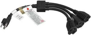Cable Leader 14in NEMA 5-15P to 3x 5-15R Power Splitter Cord, 14 AWG SJT 15A/125V, Black - 1 to 3 Y Splitter for Outlets, PC & Equipment, UL Listed Cable Leader 14in NEMA 5-15P to 3x 5-15R Power Splitter Cord, 14 AWG SJT 15A/125V, Black - 1 to 3 Y Splitter for Outlets, PC & Equipment, UL Listed