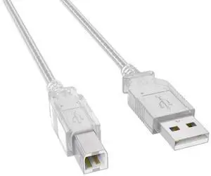 Cable Leader 6ft USB Printer Cable, USB 2.0 Type A Male to B Male Cord, 480Mbps Double-Shielded, Clear - USB A to B Cable for HP Canon Epson Brother Printer, Scanner, MIDI Keyboard & DAC Cable Leader 6ft USB Printer Cable, USB 2.0 Type A Male to B Male Cord, 480Mbps Double-Shielded, Clear - USB A to B Cable for HP Canon Epson Brother Printer, Scanner, MIDI Keyboard & DAC