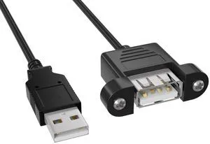 Cable Leader 6ft USB Panel Mount Extension Cable, USB 2.0 Type A Male to Female Cord with Mounting Flange and Screws, 480Mbps, Black - for Enclosure, Dashboard, Cabinet & Server Rack Cable Leader 6ft USB Panel Mount Extension Cable, USB 2.0 Type A Male to Female Cord with Mounting Flange and Screws, 480Mbps, Black - for Enclosure, Dashboard, Cabinet & Server Rack