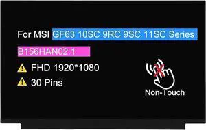 LCD Replacement for MSI GF63 10SC 9RC 9SC 11SC Series FHD 1920 * 1080 30 pin Non-Touch Screen Display Panel(NO Tabs)