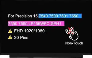 LCD Replacement for Dell Precision 15 7540 7500 7501 7550 7590 7560 FHD 30 pin Non-Touch Screen Display