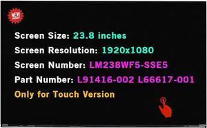 Screen Replacement for Dell Inspiron 15 5576 5577 3555 5551 5552 5555 5558 5559 Series HD 1366x768 60HZ 40Pins LED LCD Touch Screen Laptop Panel(Only for Touch Screen)