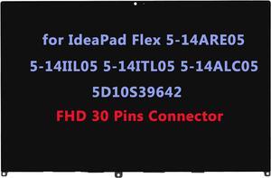 14.0" Replacement for Lenovo IdeaPad Flex 5-14ARE05 5-14IIL05 5-14ITL05 5-14ALC05 5D10S39641 5D10S39642 81X2 81WS 81X1 82HS 82HU 82LT FHD-IPS LCD Display Touch Screen Digitizer Assembly Bezel
