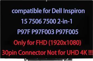 NUOLAISUN 15.6" Screen Replacement for Dell Inspiron 15 7506 7500 2-in-1 P97F P97F003 P97F005 LCD Touch Screen Digitizer LED Display Assembly with Bezel FHD (30pin Connector)