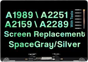 Screen Replacement for MacBook Pro A2251 A2289 A2159 A1989 2018-2020 Retina LCD Display Assembly EMC 3301 EMC 3214 EMC 3358 EMC 3348 EMC 3456(Silver)