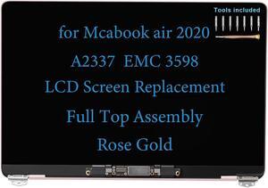 13" Screen Replacement for MacBook Air M1 2020 A2337 EMC 3598 MGN93 MGND3 MGN73 MGNA3 MGNE3 Display Full LCD Screen Complete Full Top Assembly Kit (Rose Gold)