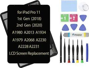 11" LCD Screen Replacement for iPad Pro 11 2nd Gen 2020 A2068 A2230 A2228 A2231 1st Gen 2018 A1980 A2013 A1934 A1979 LCD Display Assembly + Touch Digitizer + Repair Kit