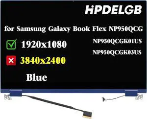 Replacement for Samsung Galaxy Book Flex NP950QCG NP950QCG-K01US NP950QCG-K03US NP950QCG-K01HK / K01DE / K01CA / X01DE LCD Touch Screen Digitizer Assembly 15.6" 1920x1080 FHD Colour Blue