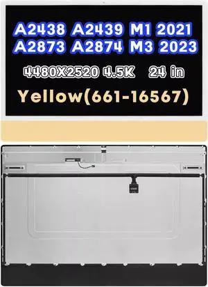 A2873 A2874 LCD Screen Replacement Assembly 4.5K for iMac 24" M3 2023 Yellow OEM