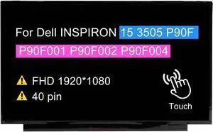 NUOLAISUN 15.6" LCD Touch Screen Replacement B156HAK02.3 LP156WFD-SPK1 for Dell INSPIRON 15 3505 P90F P90F001 P90F002 P90F004 Display Panel FHD 1920 * 1080 40 pin 60 Hz
