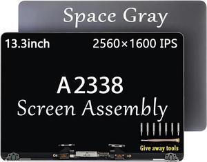 A2338 M1 M2 Screen Replacement for MacBook Pro Retina A2338 M1 M2 EMC 3578 MYD83 MYD92 MYDA2 MYDC2 MYD83LL/A MYD92LL/A MYDA2LL/A MYDC2LL/A Full LED LCD Screen Display Assembly Grey