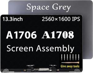 A1706 A1708 LCD Screen Replacement kit for MacBook Pro Retina A1706 A1708 Late 2016 Mid 2017 Full LCD LED Screen Assembly Display EMC 3071 EMC 3163 EMC 3164 MLH12 MNQF2 MPXV2LL/A (Space Grey)