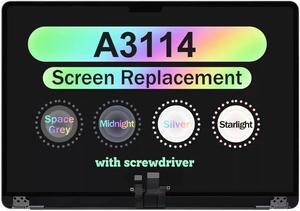 A3114 M3 Screen Replacement for MacBook Air A3114 M2 EMC 8612 Retina 2024 MRYQ3 MXD23 MXD3 MXD43 Full LCD Screen Display Assembly (Starlight)