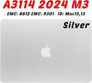 A3114 M3 Screen Replacement for MacBook Air A3114 M2 EMC 8612 Retina 2024 MRYQ3 MXD23 MXD3 MXD43 Full LCD Screen Display Assembly (Silver)