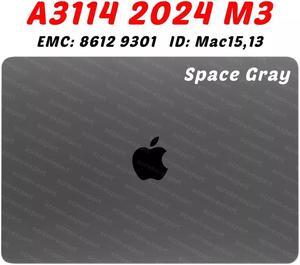 A3114 M3 Screen Replacement for MacBook Air A3114 M2 EMC 8612 Retina 2024 MRYQ3 MXD23 MXD3 MXD43 Full LCD Screen Display Assembly (Space Grey)