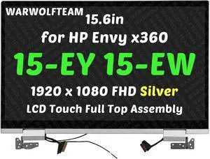 Compatible with HP Envy x360 15-EY 15T-EY 15-EW 15T-EW 15-EW0022NO 15-EW0023DX LCD Screen Digitizer Replacement Cover Cable Hinges Full Top Assembly 15.6in 1920 x 1080 FHD(Silver)