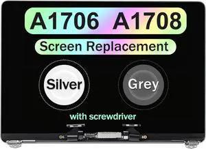 13.3" New Screen Replacement for MacBook Pro Retina A1706 A1708 Late 2016 Mid 2017 EMC 3071 EMC 3163 EMC 2978 EMC 3164 LCD Screen Retina Display Full Assembly (Silver)