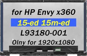 Replacement for HP Envy x360 15-ed LCD Screen 15m-ed0013dx Display 15m-ed0023dx 15m-ed1013dx 15m-ed1023dx 15-ed0047nr Digitizer 15t-ed 15m-ed L93180-001 FHD 15.6" LCD Screen Assembly with Bezel