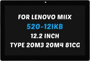 Replacement for Lenovo Miix 520-12IKB 81CG 81CG00NBUS 81CG019JUS 5D10P92347 LCD Screen LED + Bezel Display Digitizer Assembly 1920X1080 12.2 inch 30 Pins 60Hz (for Touch Screen Only)