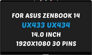 Replacement for Asus ZenBook 14 UX434 UX433 LCD Screen UX433F UX433FA UX434F UX434FL UX433FA-DH74 UX433FN UX433FN-IH74 FHD 1920x1080 14.0 inch LED Display Assembly (for Non-Touch Screen Only)