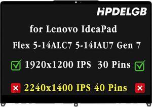 5D10S39785 Replacement for Lenovo IdeaPad Flex 5-14ALC7 5-14IAU7 Gen 7 82R9 82R7 82TA Series 30 Pins (1920x1200) 14" LCD Display Touch Screen Digitizer Assembly (Only for 30 Pins Screen)
