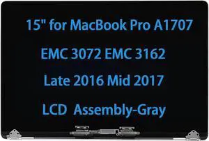 NUOLAISUN Screen Replacement 15" for MacBook Pro A1707 Late 2016 Mid 2017 EMC 3072 EMC 3162 2880x1800 LCD Full Top Display Assembly (Space Gray)