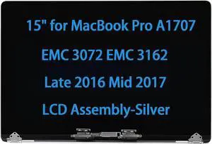 NUOLAISUN Screen Replacement 15" for MacBook Pro A1707 Late 2016 Mid 2017 EMC 3072 EMC 3162 2880x1800 LCD Full Top Display Assembly (Silver)