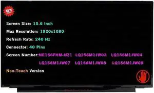 GBOLE 15.6" LCD Screen Replacement LQ156M1JW03 LQ156M1JW04 LQ156M1JW07 LQ156M1JW09 LQ156M1JW26 LQ156M1JW16 40 Pins 240Hz FHD 1920X1080 IPS Display Panel (for Non-Touch Version)