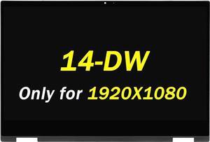 GBOLE Replacement 14" for HP Pavilion x360 14-dw 14m-dw 14t-dw 14m-dw0013dx 14m-dw0023dx 14m-dw0013dx 14m-dw0023dx 14m-dw1023DX 14m-dw1033DX 14-DW0097NR Series L96516-001 LCD Display Touch Screen