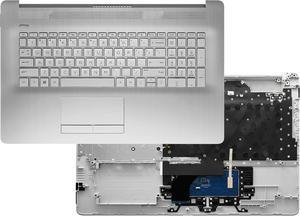 NUOLAISUN L92783-001 for HP 17-by 17T-by 17-BY3652CL Upper Case Palmrest Replacement Keyboard Assembly Silver