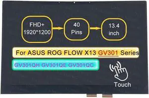 GBOLE Screen Replacement for ASUS ROG Flow X13 GV301QE-K Series 40 pin FHD+1920x1200 with Bezel 13.4" LCD Touch Digitizer Assembly