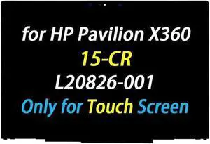 GBOLE Screen Replacement 15.6'' L20826-001 L20827-001 for HP Pavilion x360 15-cr0076nr 15-cr0077nr 15-cr0078nr 15-cr0017nr 15-cr0035nr LED LCD Display Touch Screen Digitizer Assembly with Bezel