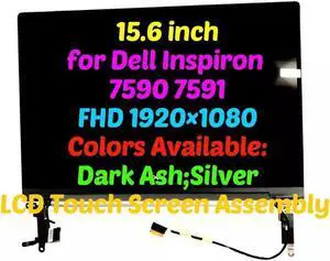 GBOLE For Dell Inspiron 7590 7591 2-in-1 Nc0c1 15.6" FHD 1920×1080 40 Pins Touch LED LCD Screen Complete Assembly (silver)